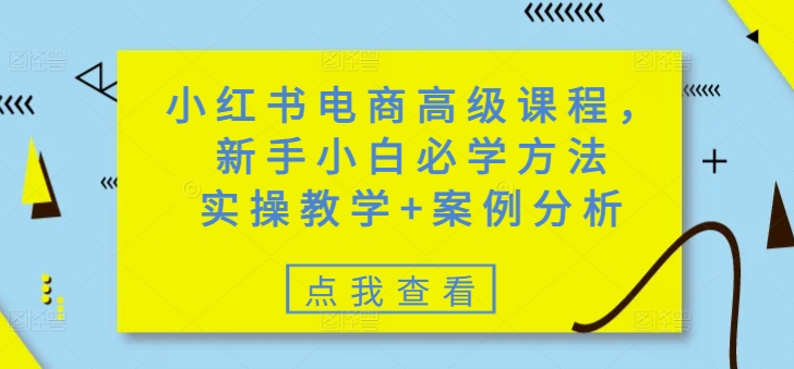 小红书电商高级课程，新手小白必学方法，实操教学+案例分析-多木